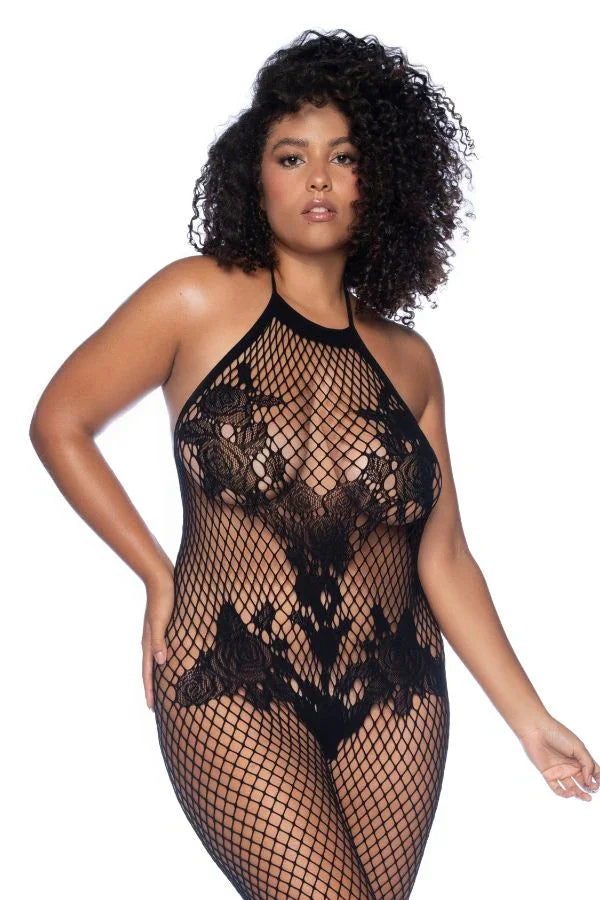 Combinaison dos-nu résille florale + par Mapalé lingerie