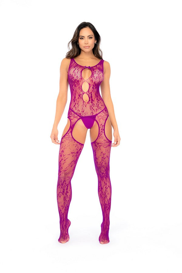 Floral fishnet bodystocking