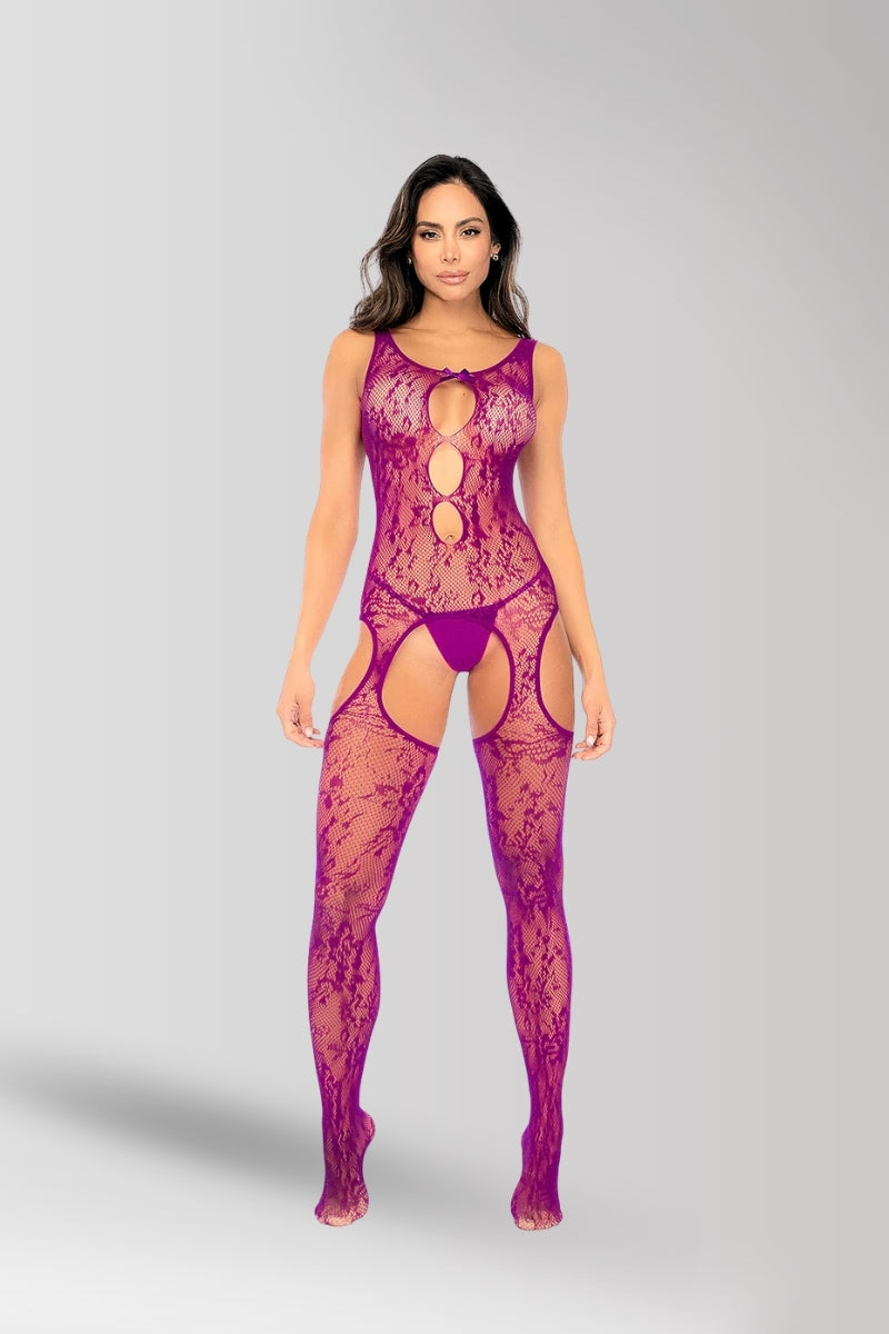 Floral fishnet bodystocking