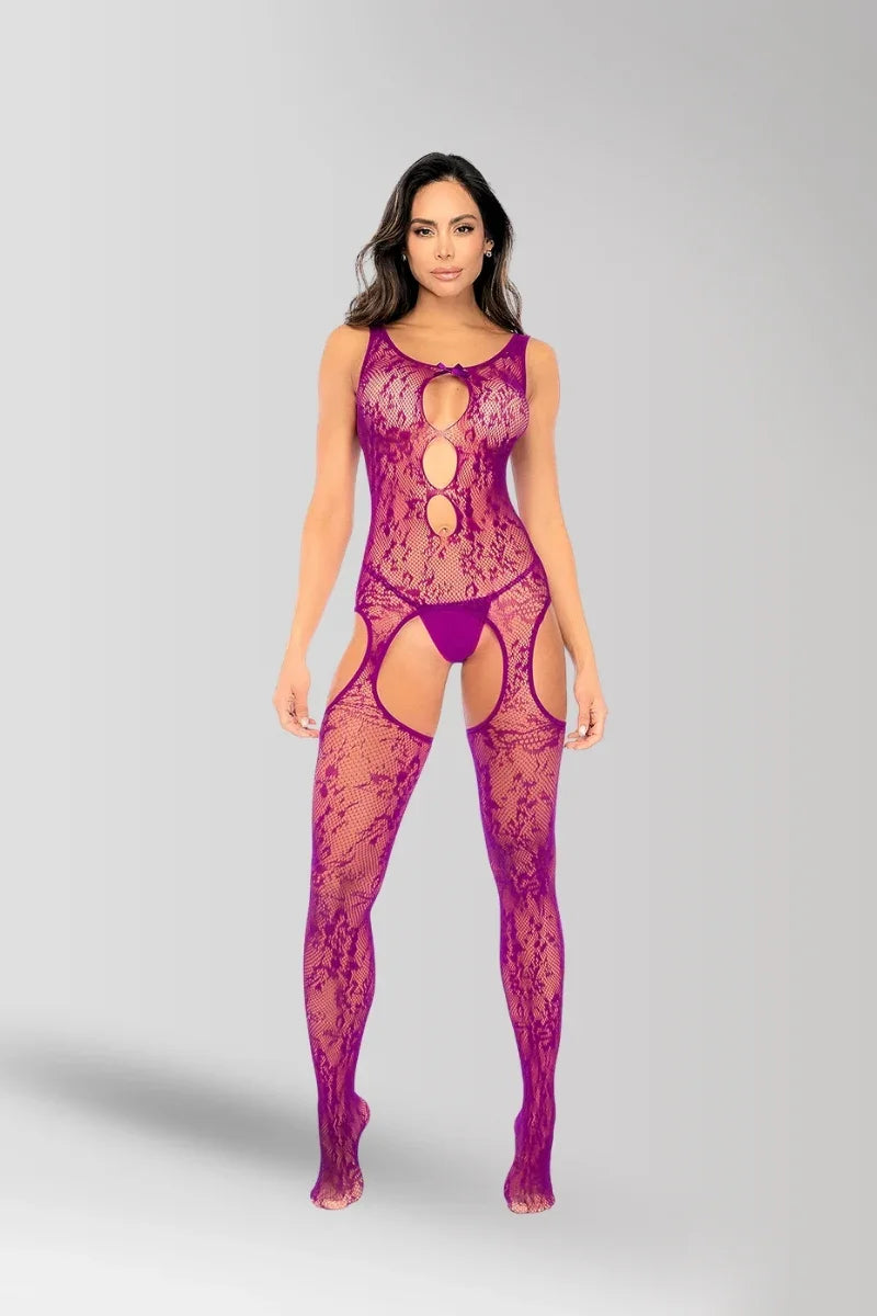 Floral fishnet bodystocking