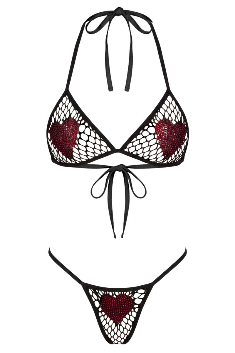All Heart Fishnet Bikini Set