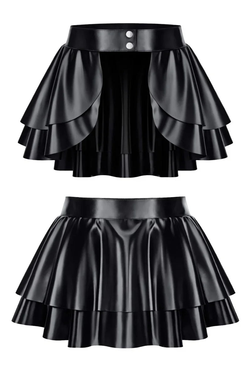 Double wetlook skirt