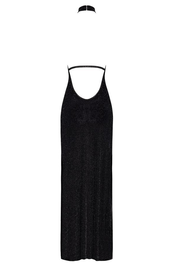 F372 Onyx Twin-slit Long dress