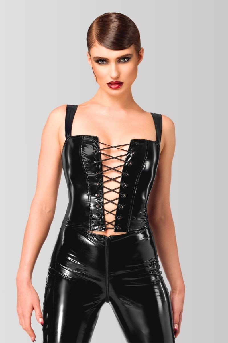 F379 Dominae Frontbind PVC corset top