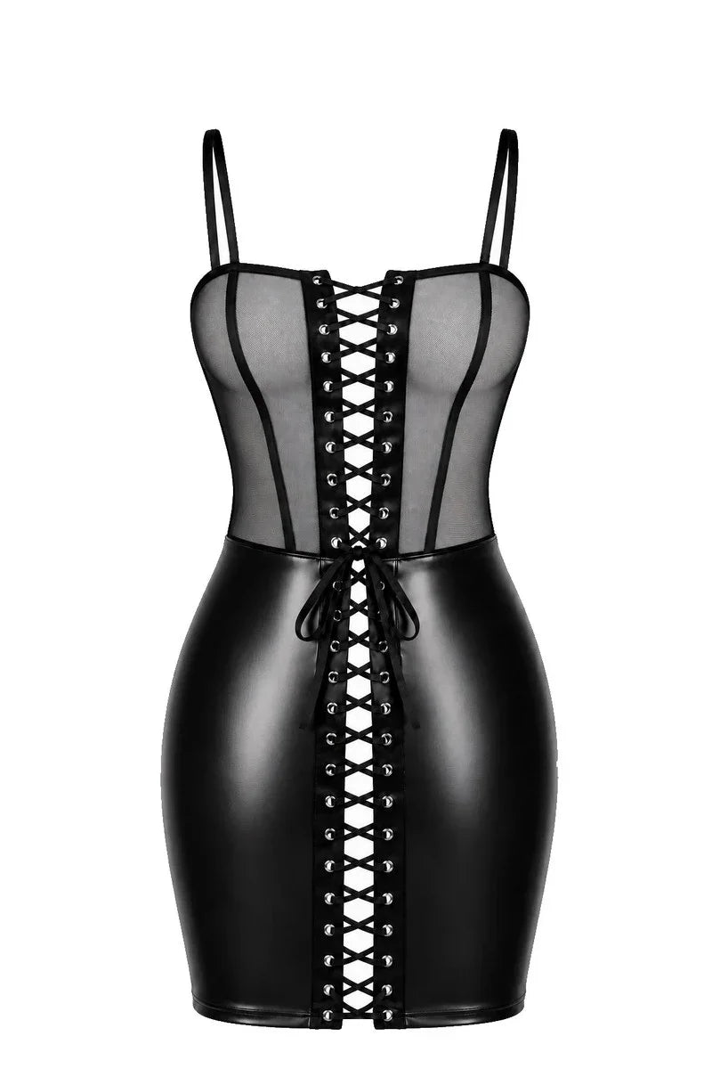 F409 Do Not Disturb Lace-Up Mini Dress