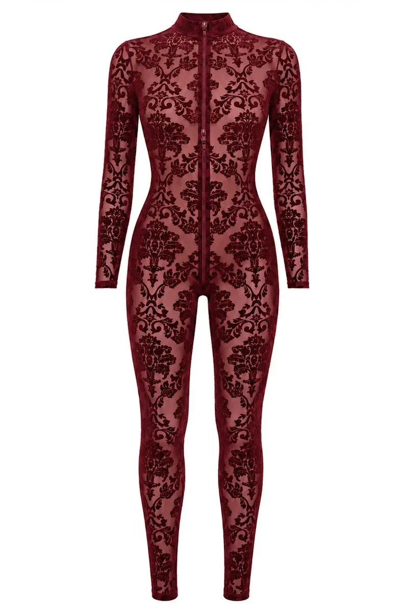 F421 Masquerade Three-Way Zip Catsuit