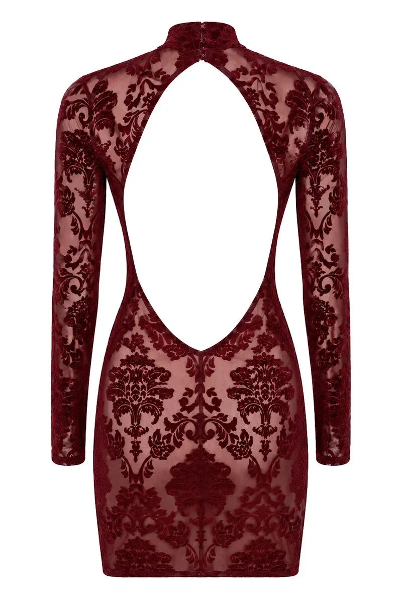 F423 Masquerade Open-Back Mini Dress