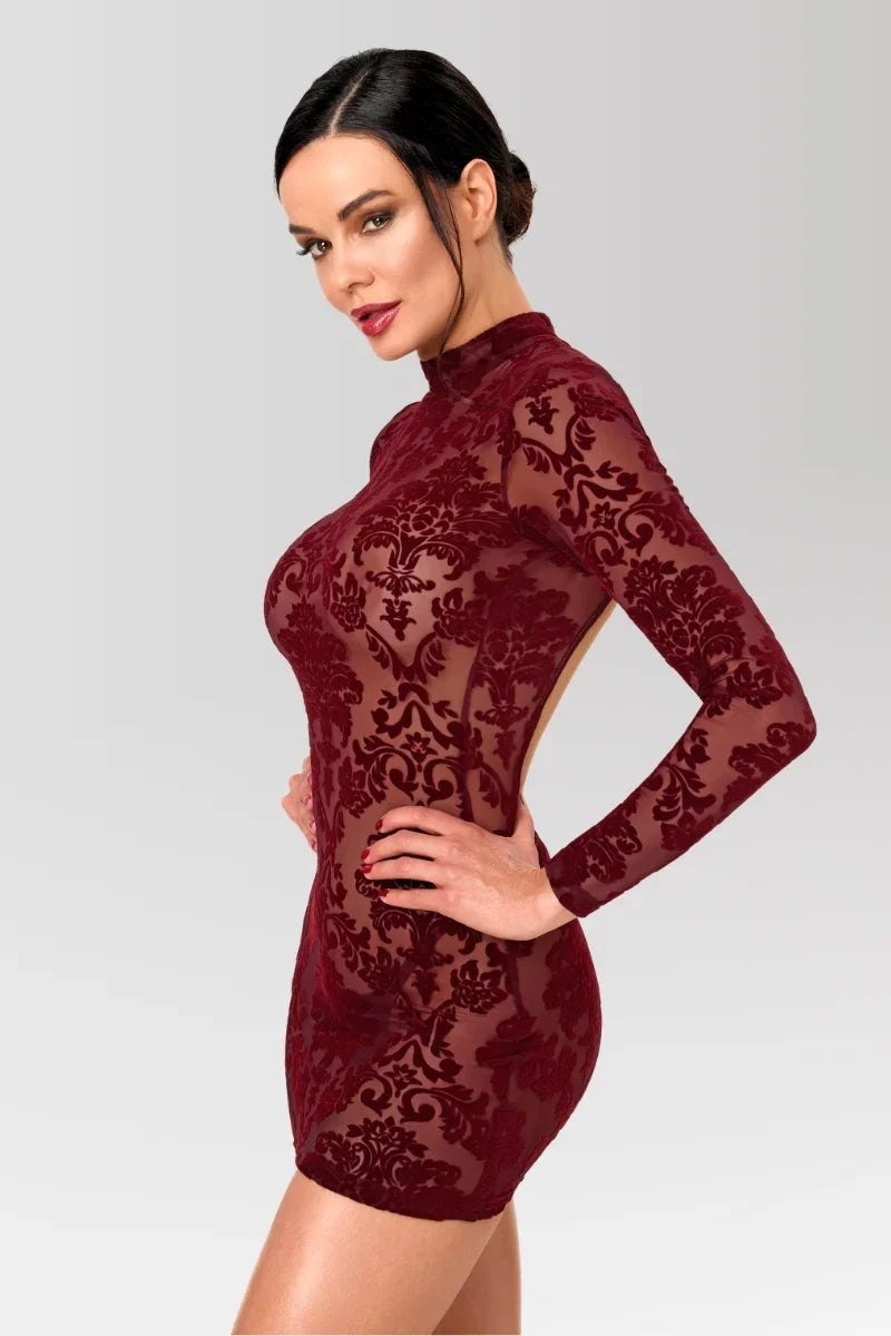F423 Masquerade Open-Back Mini Dress
