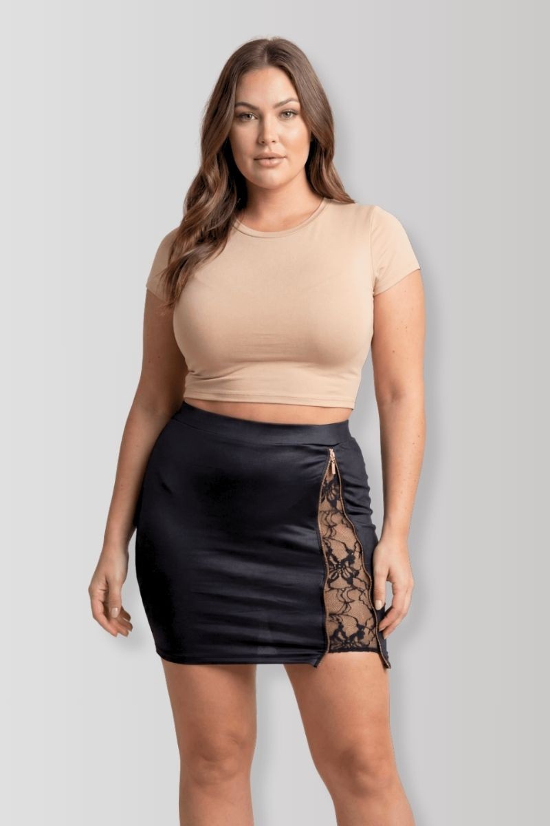 Kyra faux leather zipped mini skirt