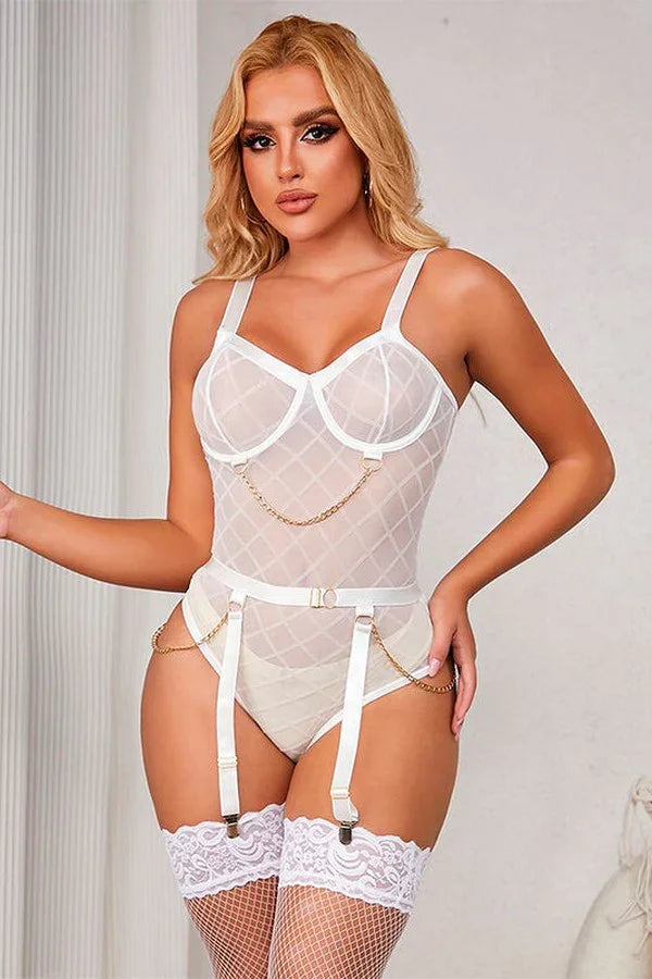 Body + jarretelles blanc Désirée par Subblime