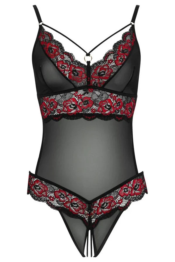 Body string floral fendu par Cottelli lingerie