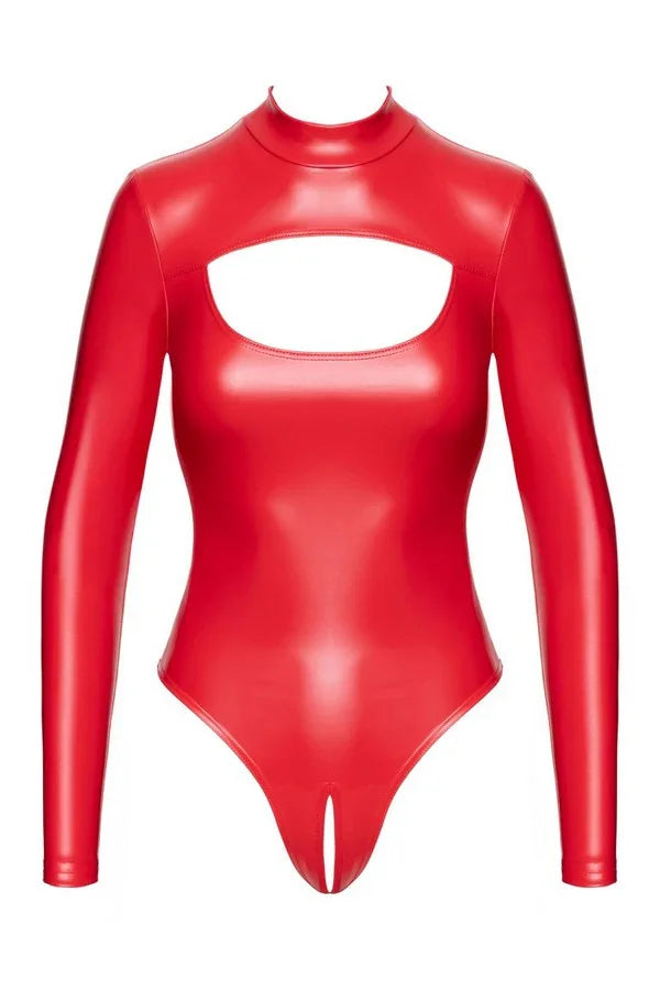 Body wetlook rouge Ligne Privée par Noir Handmade