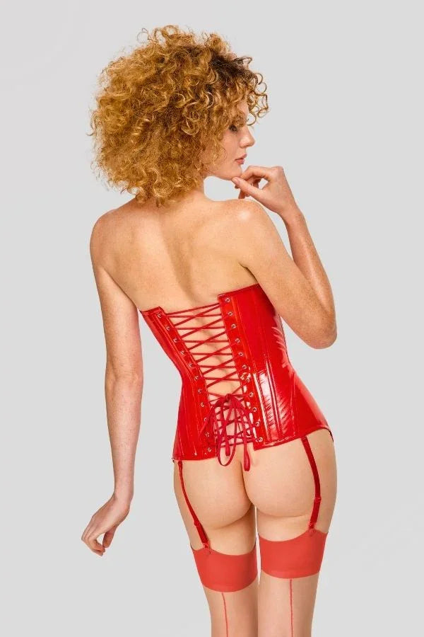 Corset vinyle rouge par Black Level