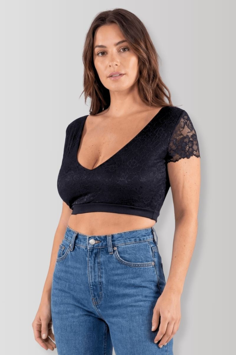 Black reversible crop top