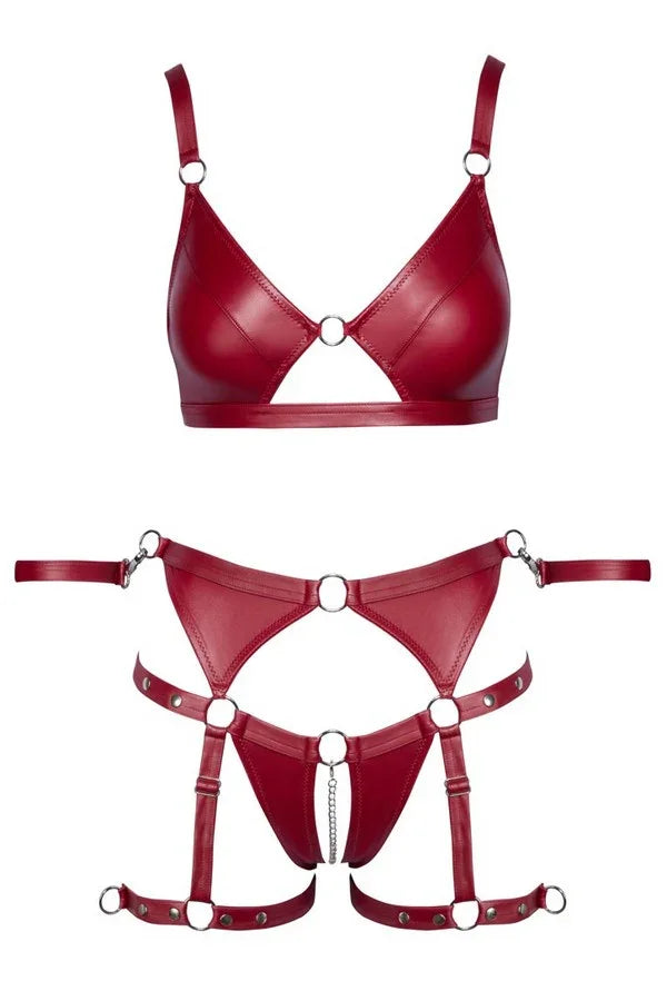Ensemble harnais vinyle rouge (XL) par Cottelli lingerie