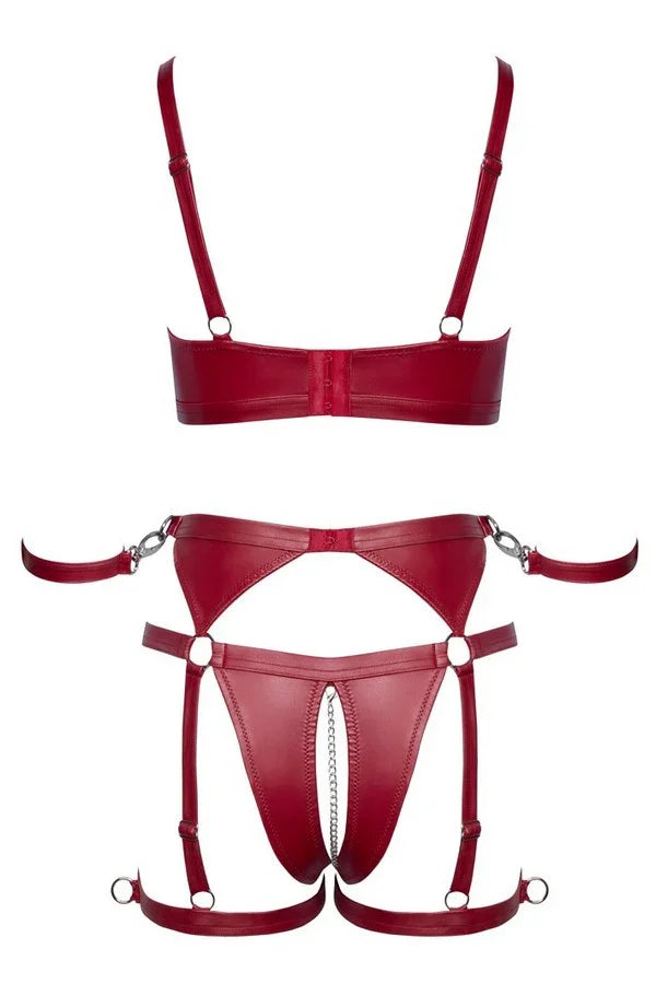 Ensemble harnais vinyle rouge (XL) par Cottelli lingerie