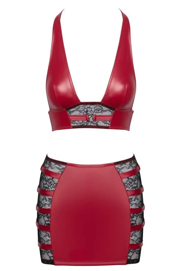 Ensemble wetlook jupe rouge par Cottelli lingerie