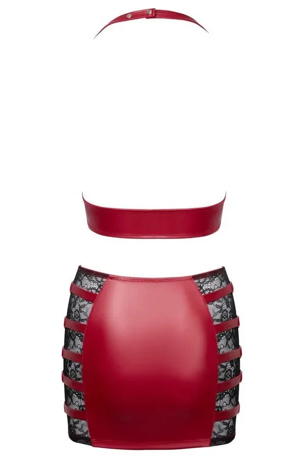 Ensemble wetlook jupe rouge par Cottelli lingerie