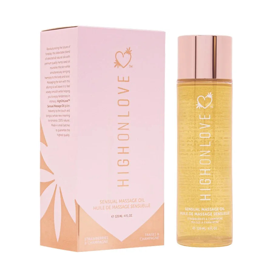 Huile de massage fraises et champagne 120 ml par HIGH ON LOVE