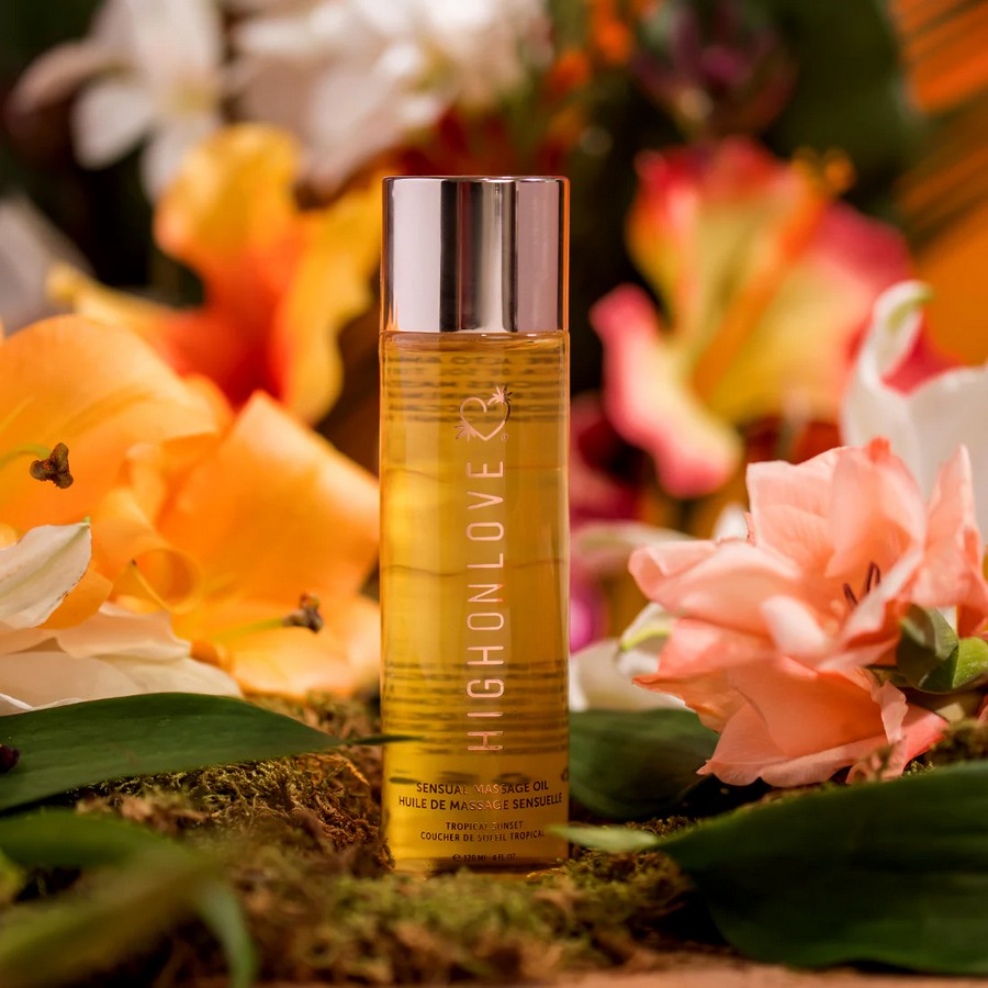 Huile de massage coucher de soleil tropical 120ml par HIGH ON LOVE