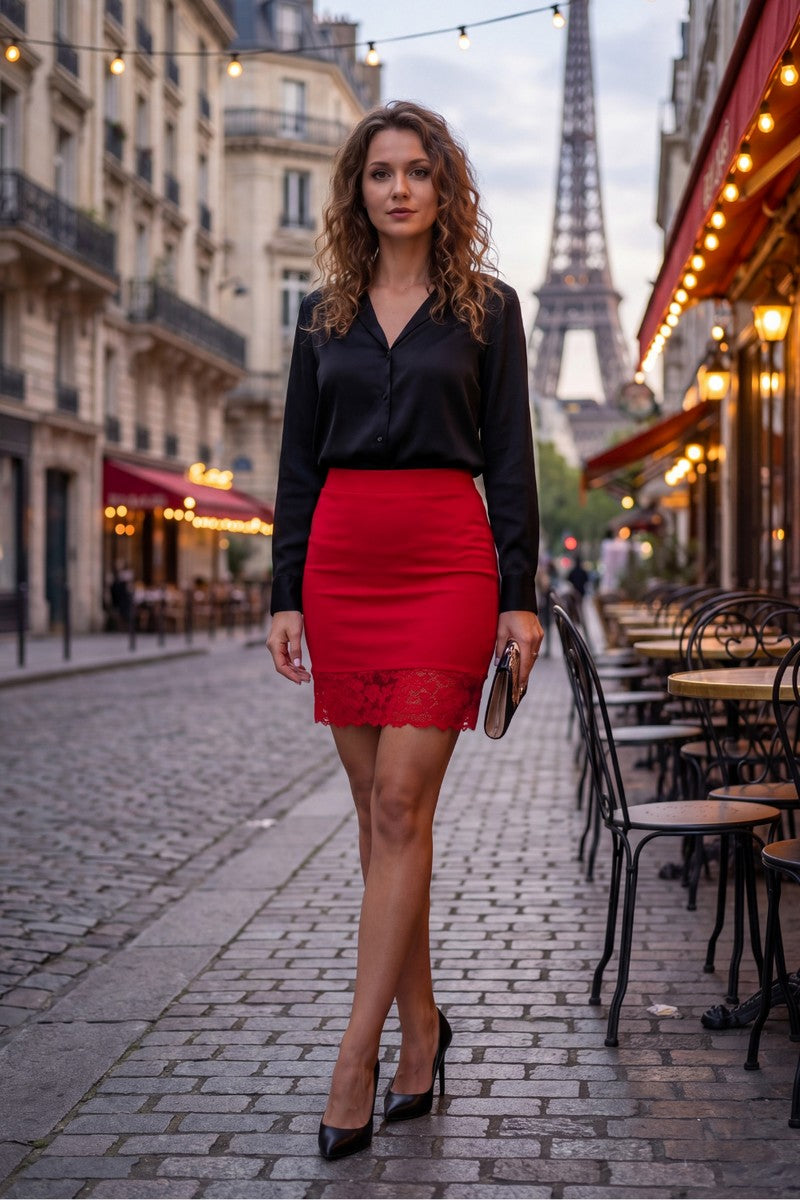 Marina red mini skirt