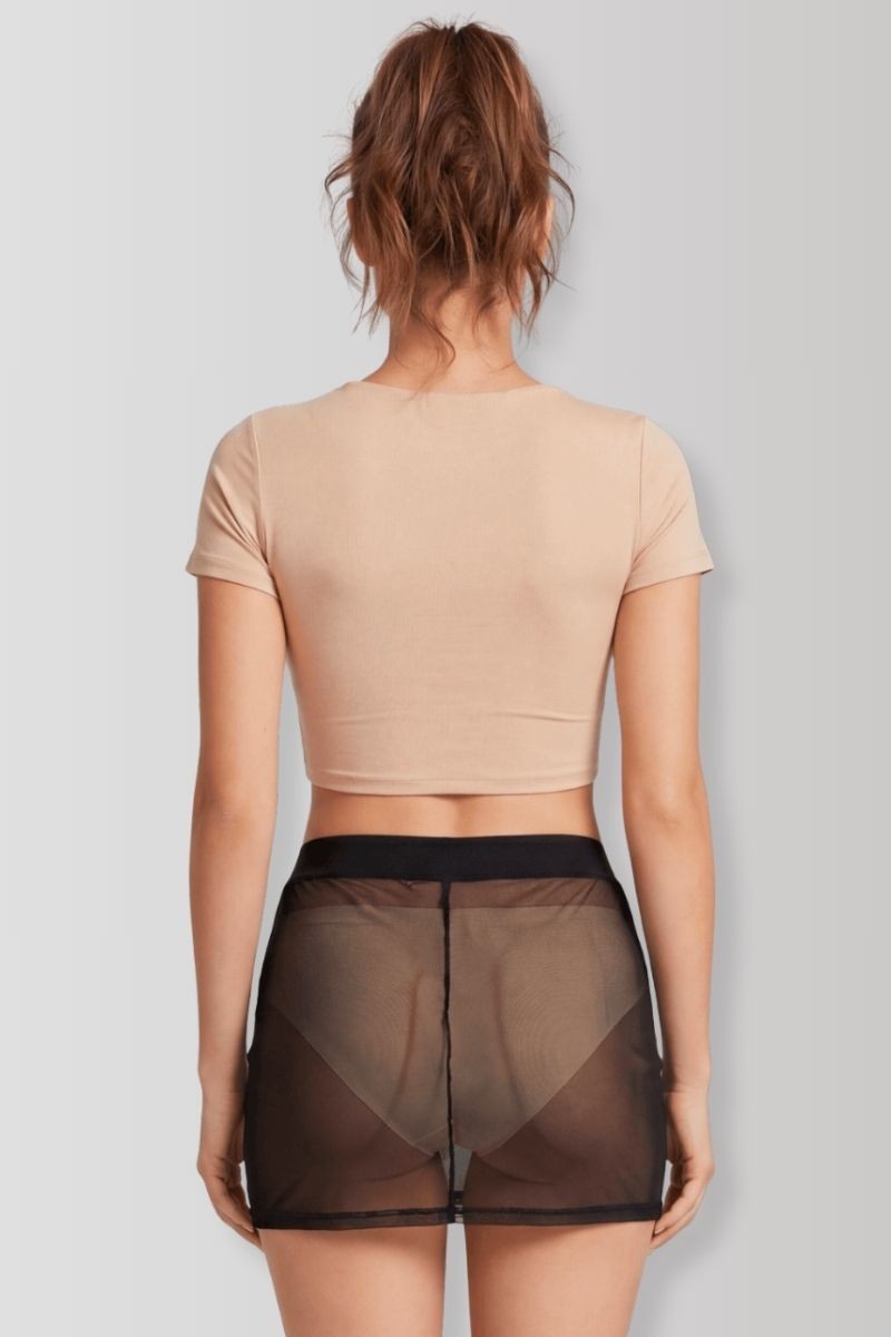 Maya black mesh mini skirt