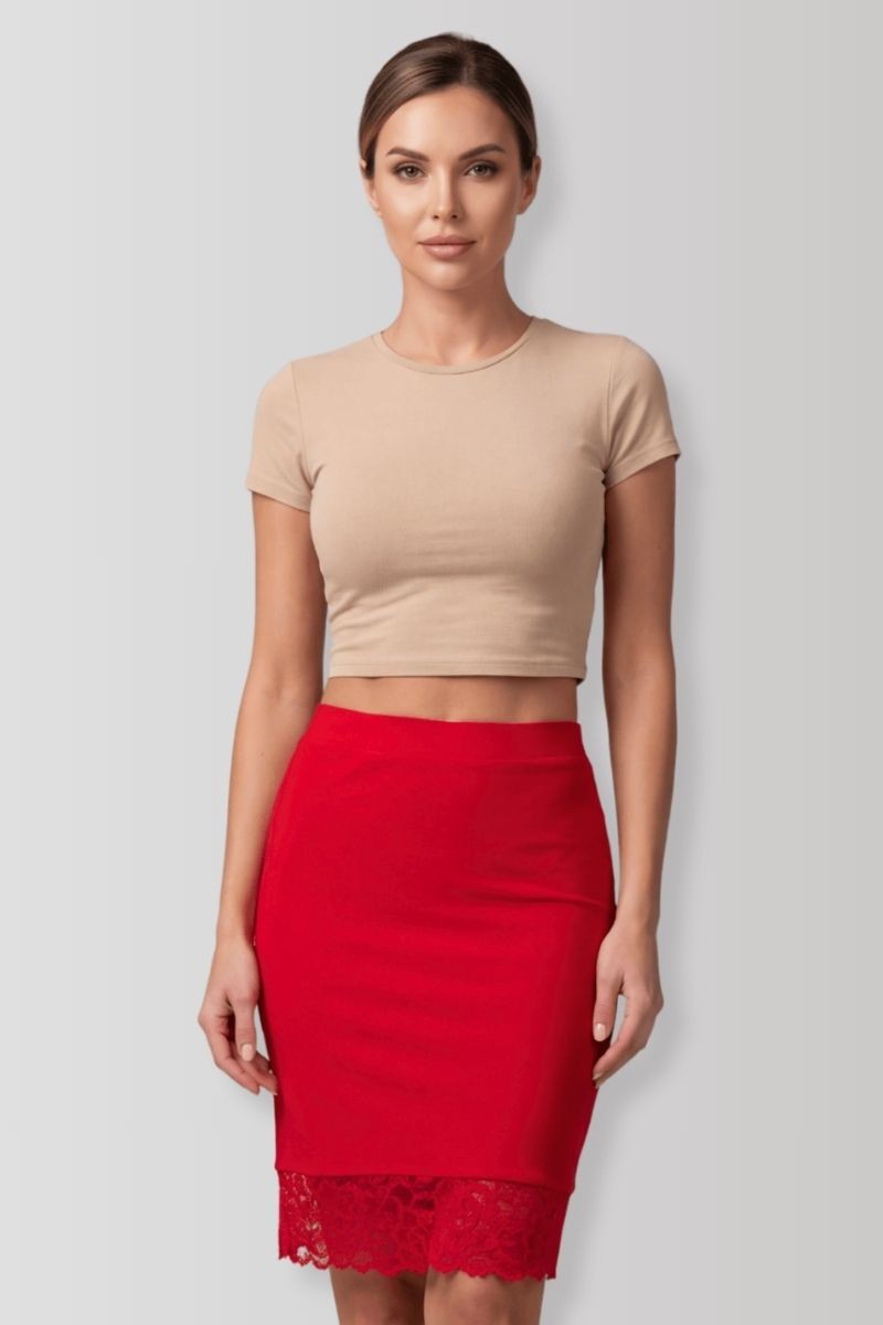 Maria red pencil skirt