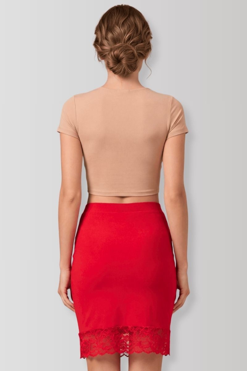 Maria red pencil skirt