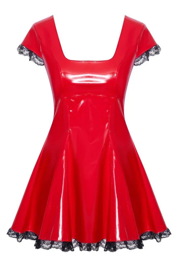 Robe patineuse vinyle rouge par Black Level