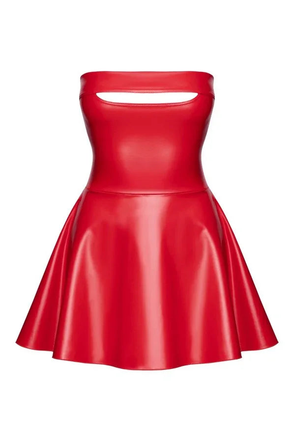 Robe patineuse wetlook rouge Ligne Privée par Noir Handmade