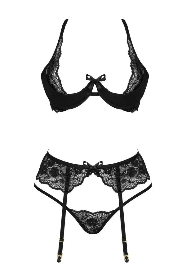 Black Rose Suspender Set