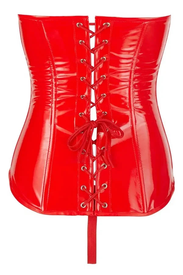 Corset vinyle ouvert rouge (M) par Black Level