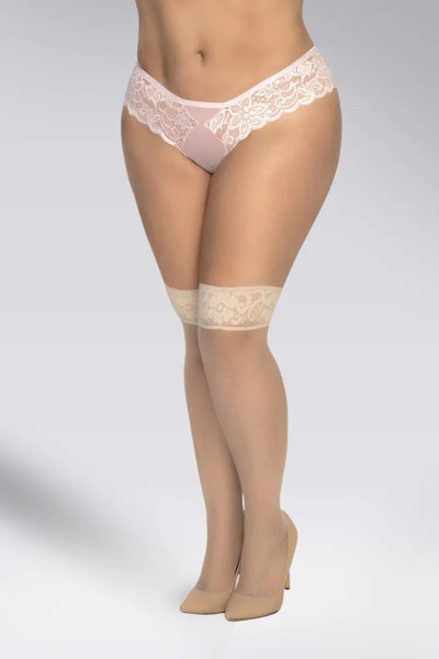 Plus size ivory hold-up stockings