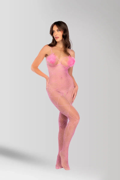 Feather Kiss Fishnet Bodysuit