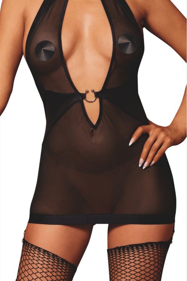 Black suspender nightie