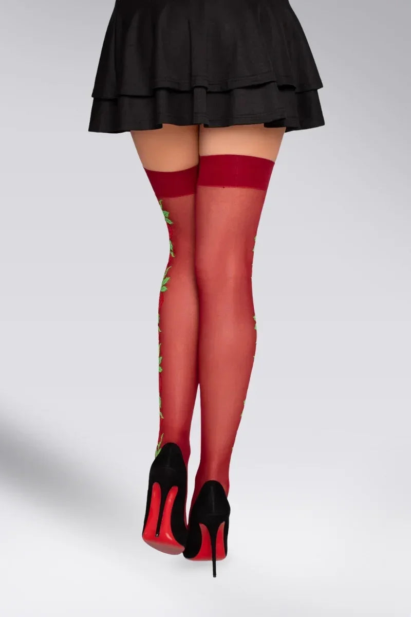Roselle floral side thigh highs