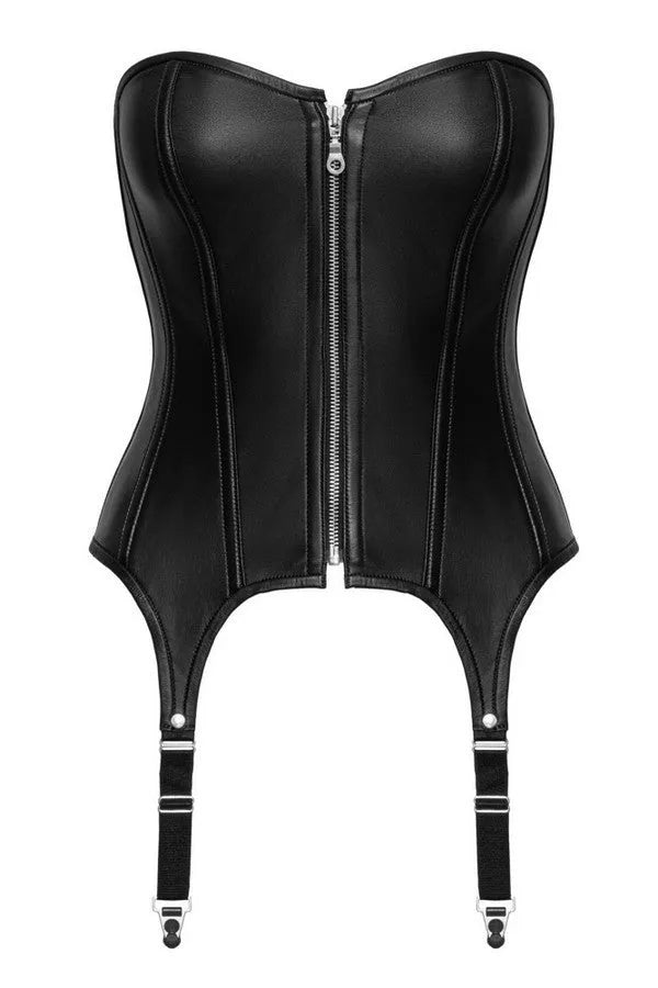 Zipped leather basque