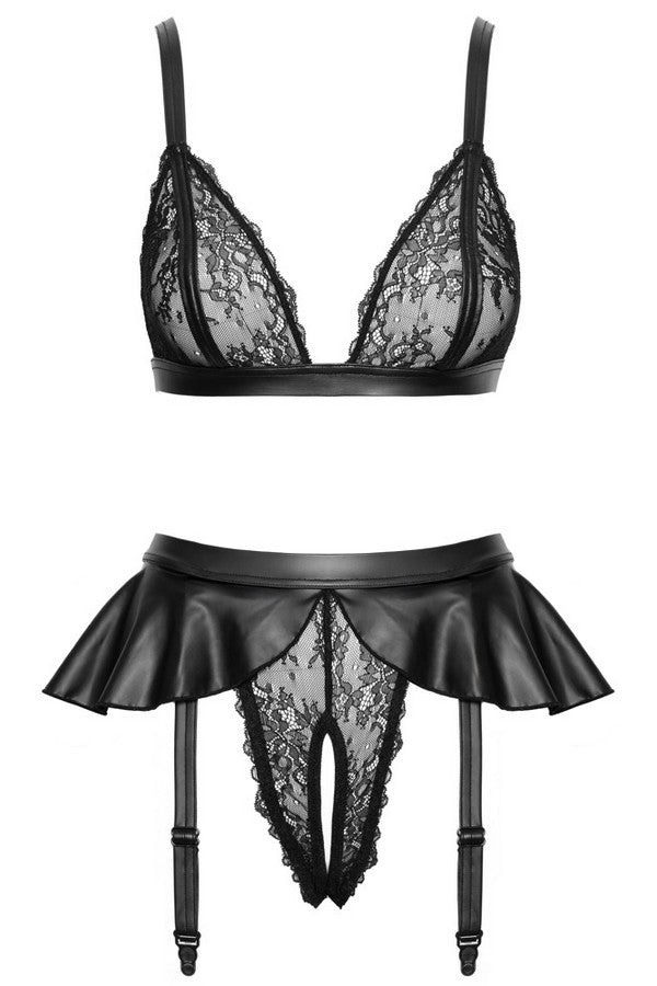 Lace and wetlook 2-piece set