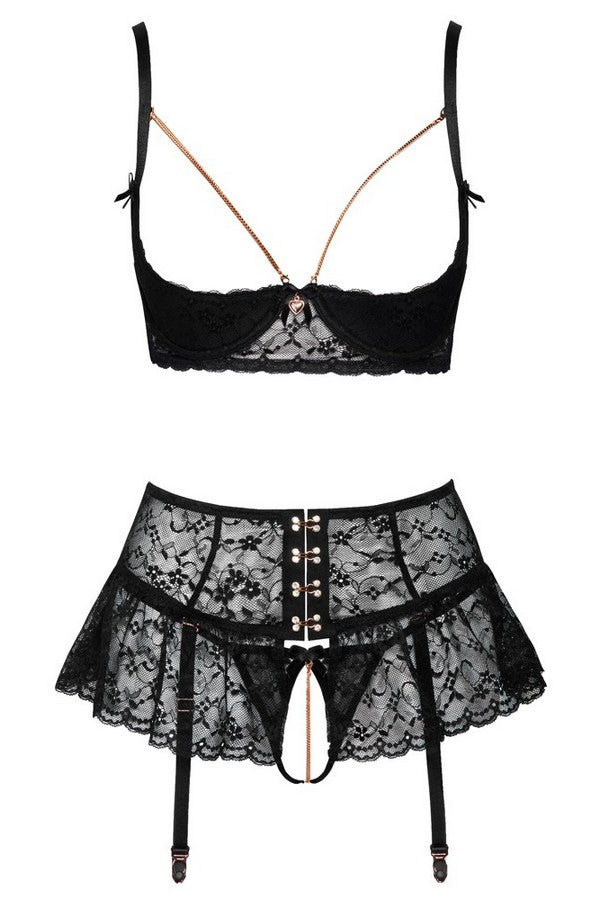 Open skirt and suspender set