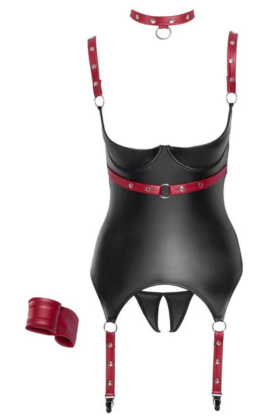 Guêpière wetlook ouverte par Cottelli lingerie