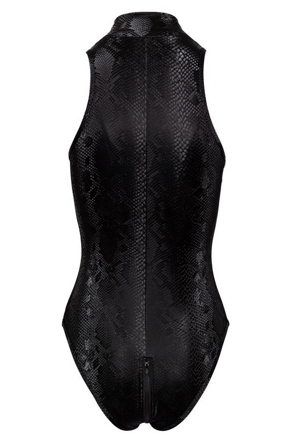 Black snakeskin bodysuit