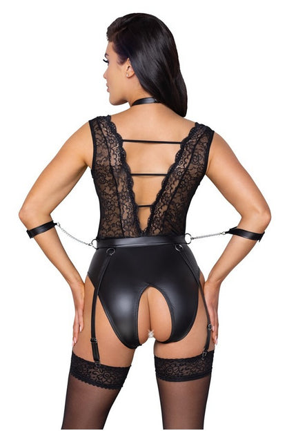 Bi-material open bodysuit &amp; fasteners