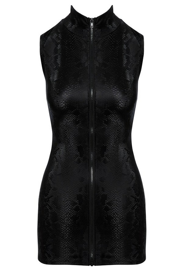 Black snakeskin dress