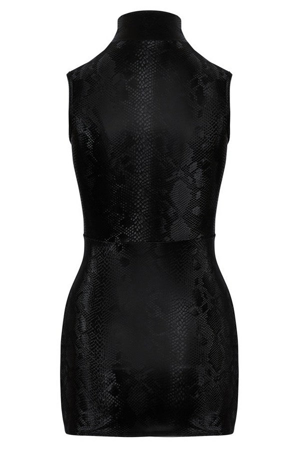 Black snakeskin dress