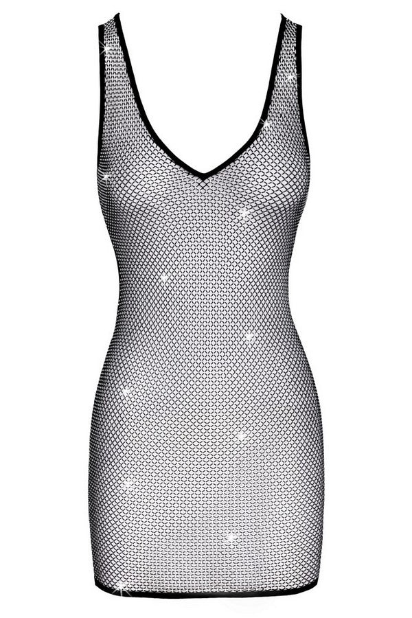 Rhinestone mesh mini dress