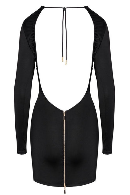 Black mini dress open back