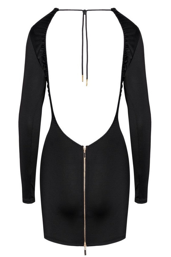 Black mini dress open back