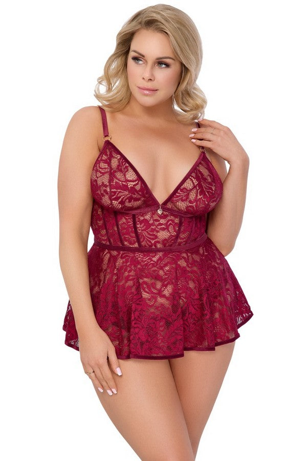 Burgundy lace nightie +