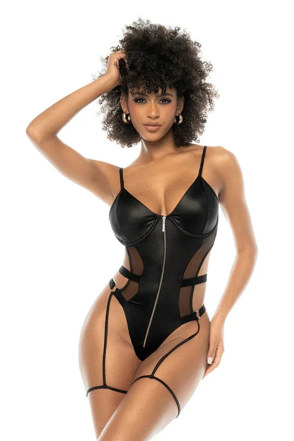 Body zipé wetlook noir-Mapalé lingerie