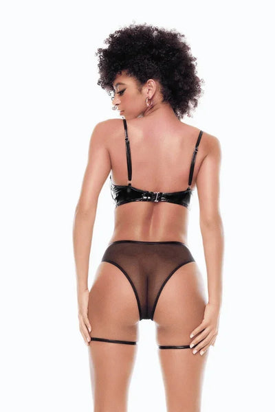 Ensemble ouvert vinyle noir par Mapalé lingerie